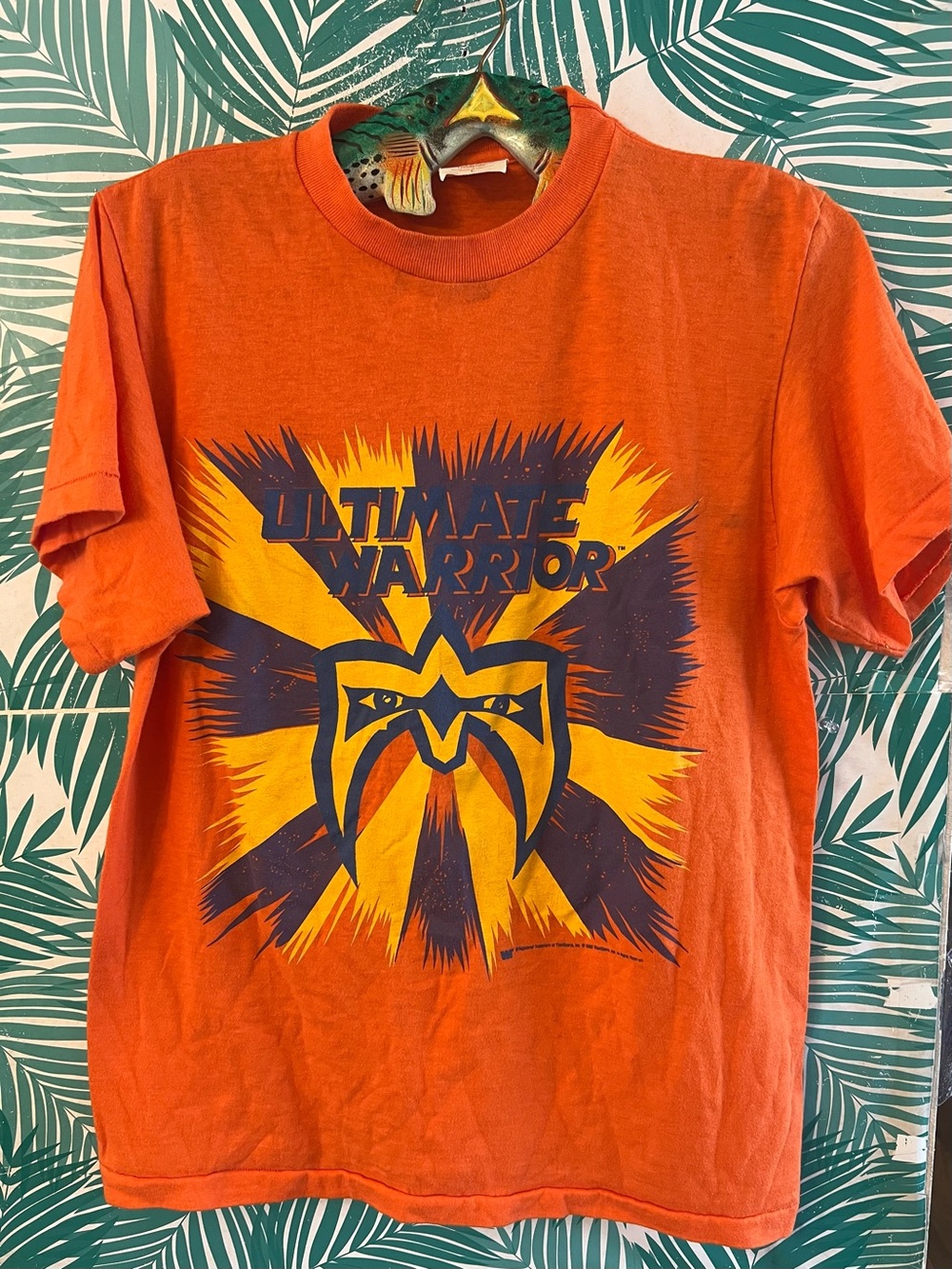 Vintage 1989 WWF Ultimate Warrior Graphic Tee - Orange Sz L